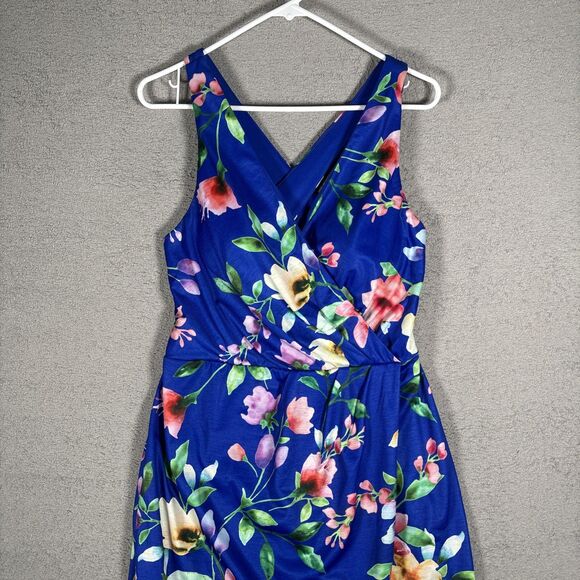 Guess Women’s Size 12 Tulip Cocktail Mini Dress Blue Flowers Knee Length Wedding - Picture 2 of 16